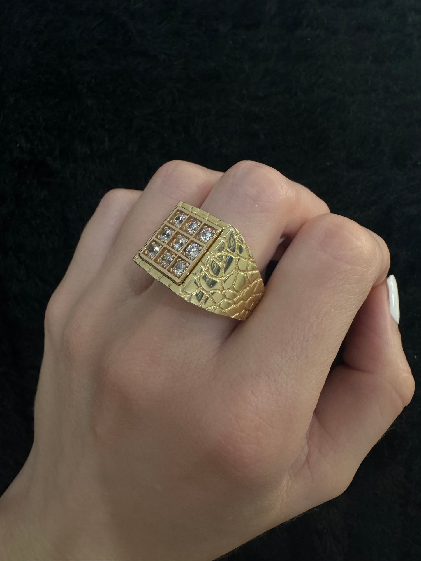 14K Square with rose gold detail Ring