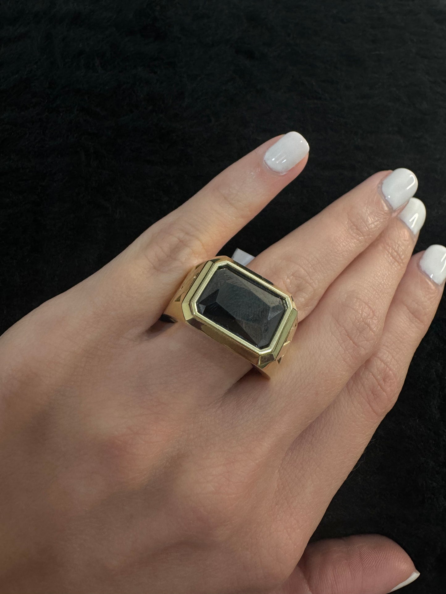 10K Black Stone Ring