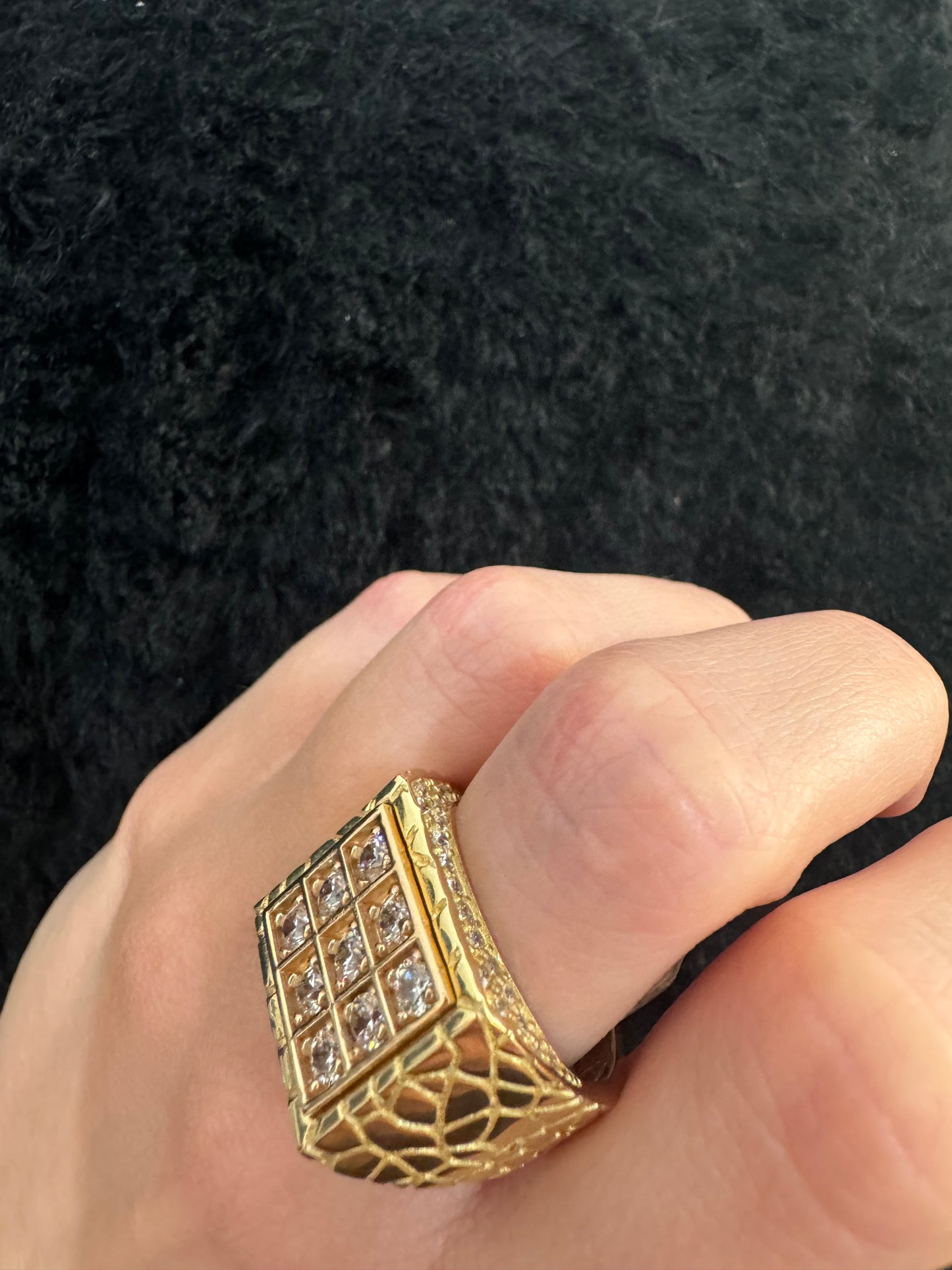 14K Square with rose gold detail Ring