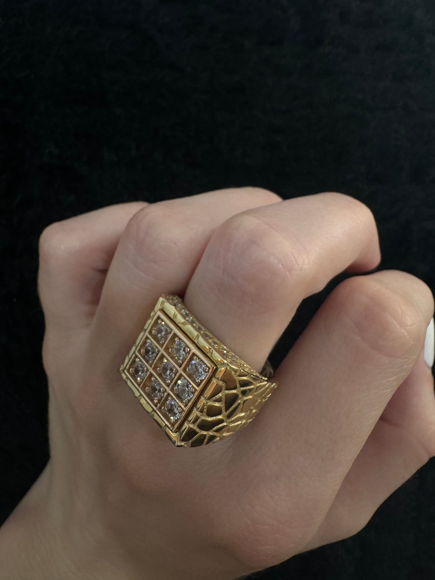 14K Square with rose gold detail Ring