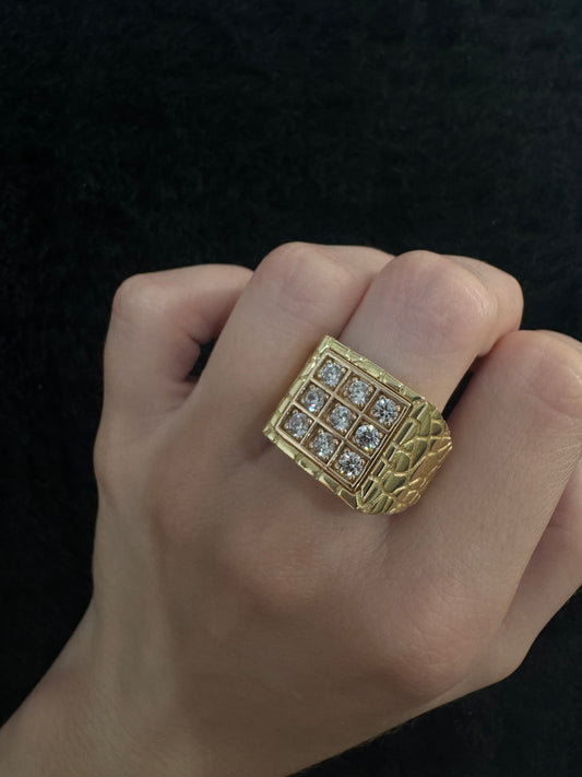 14K Square with rose gold detail Ring