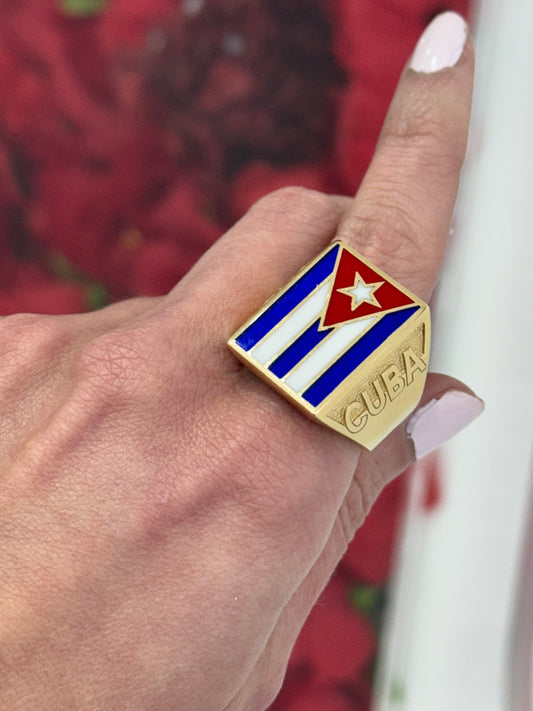 14K Cuban Flag Ring