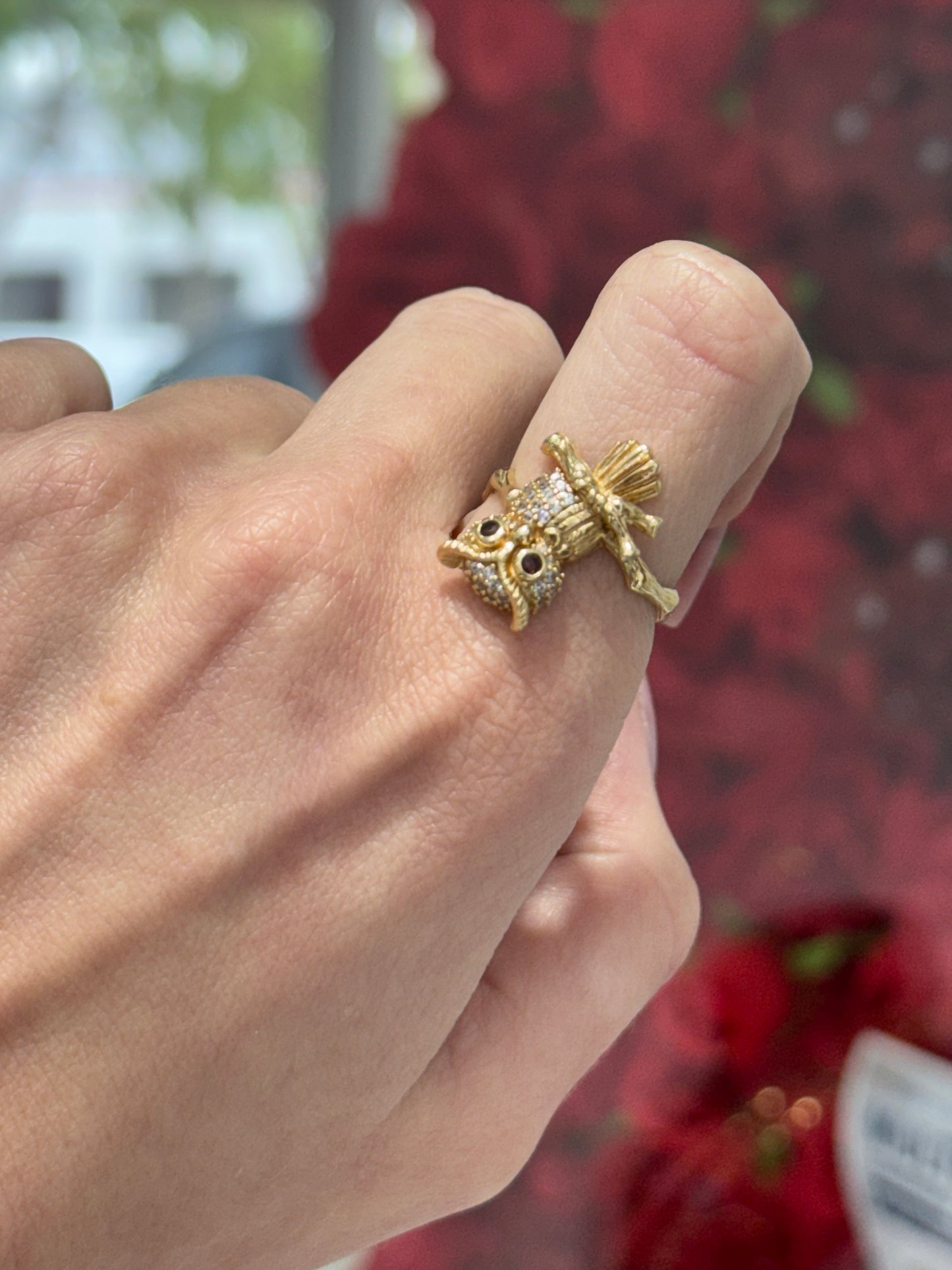 14K Owl Ring