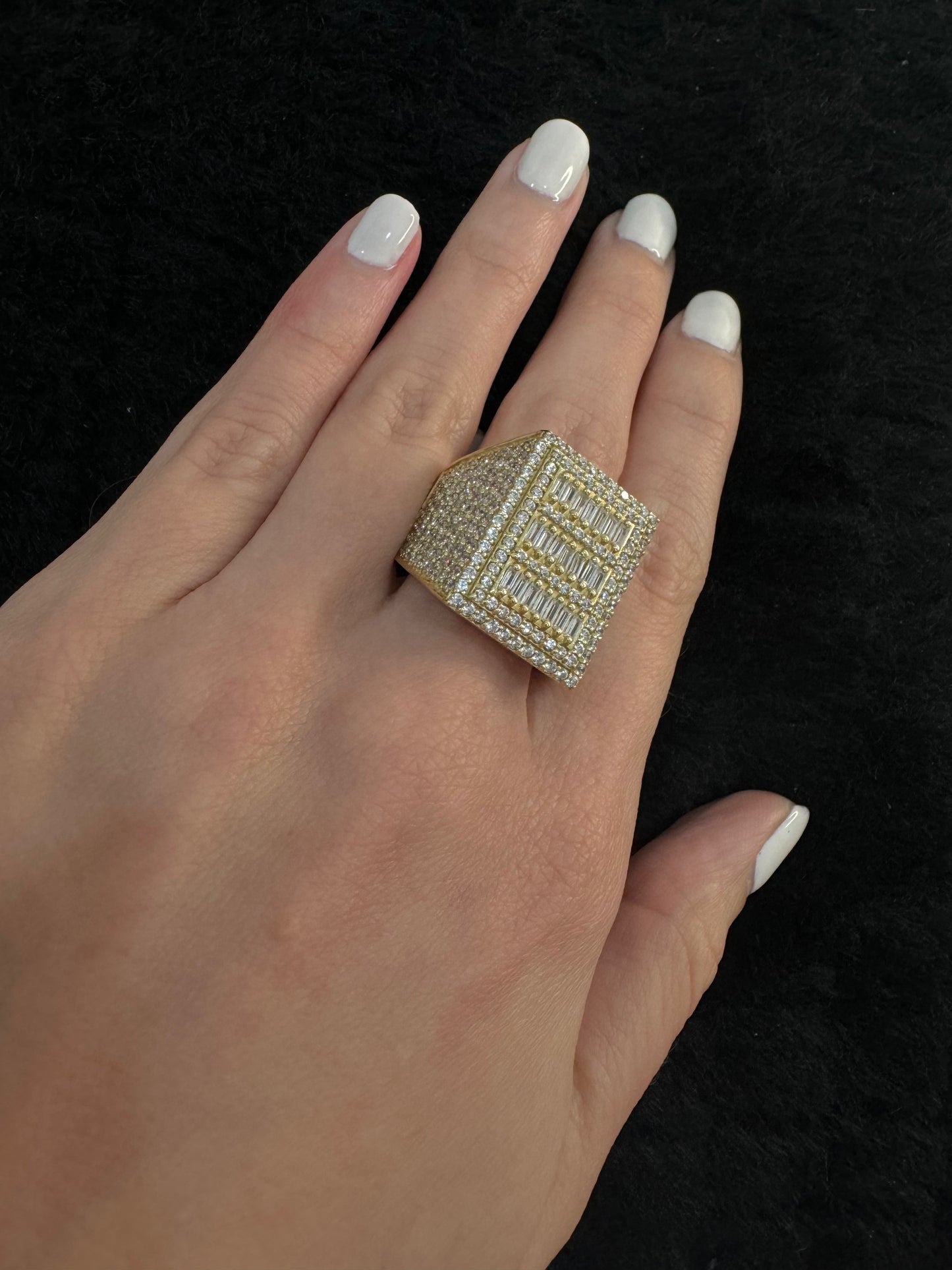 14K White Stone Ring