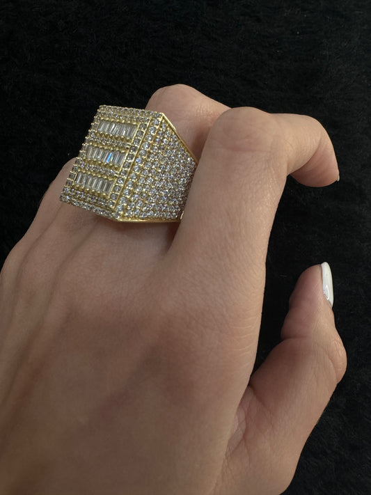 14K White Stone Ring